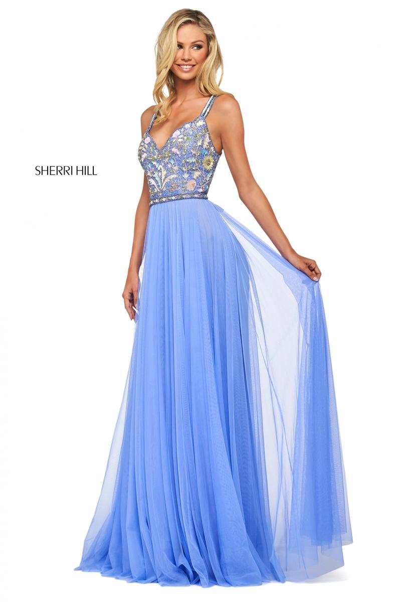 Size 4 Periwinkle Sherri Hill 53803 Strappy Back Beaded Gown: French ...