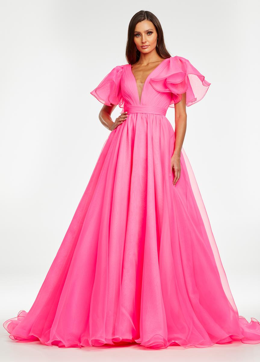 French Novelty: Ashley Lauren 11153 Flutter Sleeve Organza