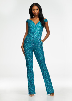 Ashley Lauren 11175 Off Shoulder Sequin Jumpsuit