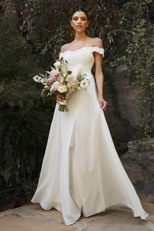Cinderella Divine 7258W Off the Shoulder Wedding Dress