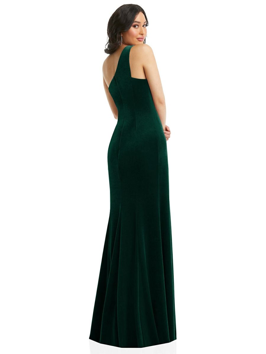 French Novelty After Six 6867 One Shoulder Velvet Bridesmaid Dress