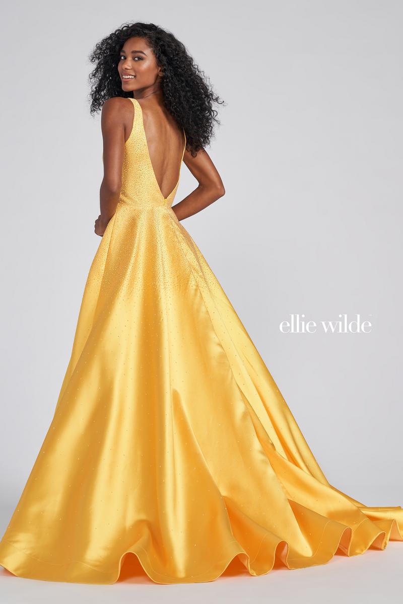 French Novelty Size 6 Sunflower Ellie Wilde EW122021 Deep V Mikado Prom Dress