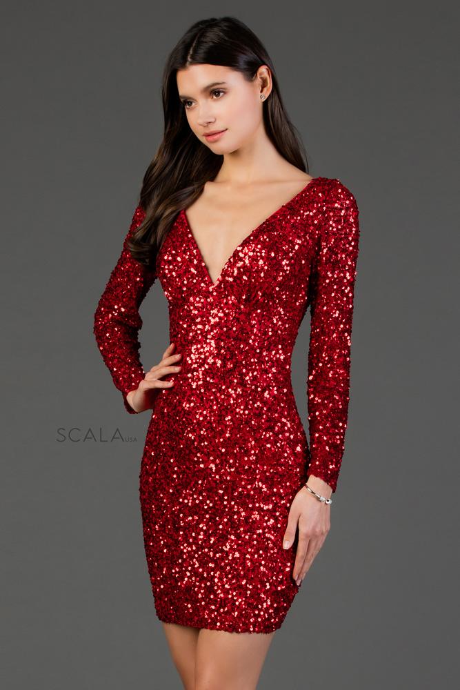Scala red sequin dress top
