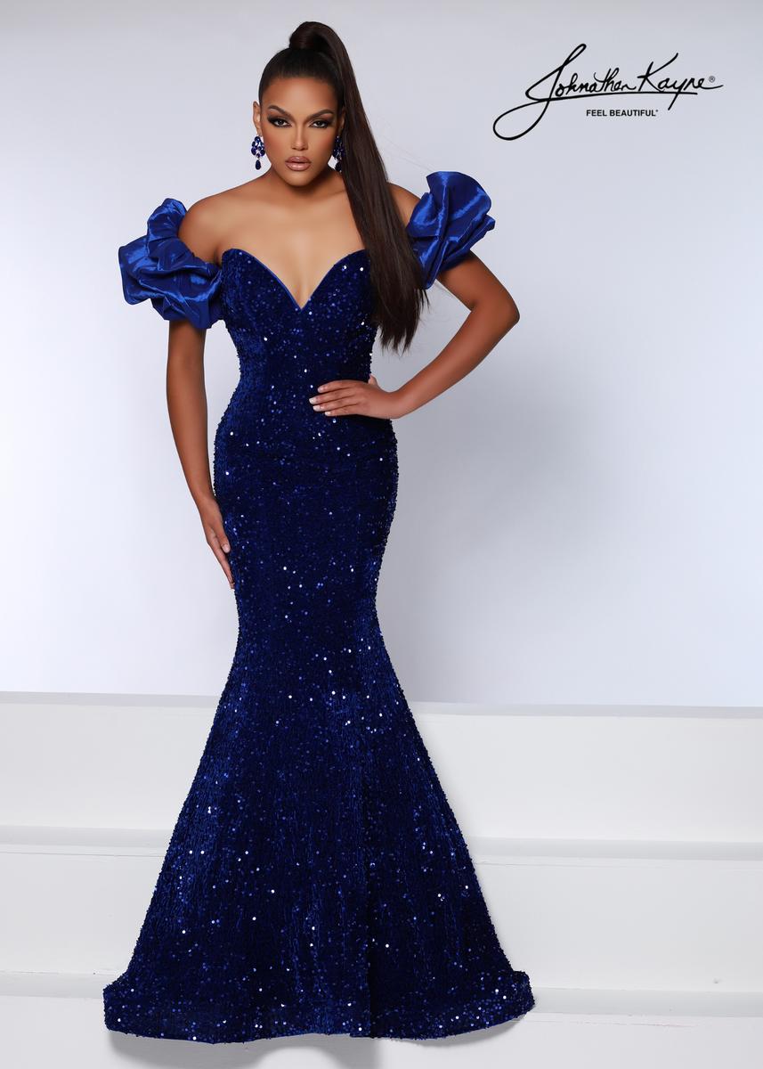 French Novelty: Johnathan Kayne 2641 Sequin Velvet Gown with
