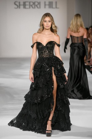 Sherri Hill 55500 Delicate Ruffle Tiered Gown