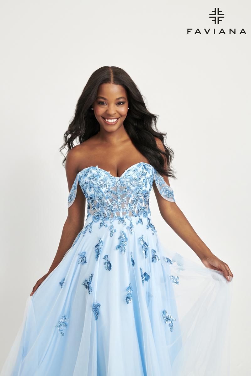 French Novelty: Faviana 11059 Off Shoulder Corset Prom Dress