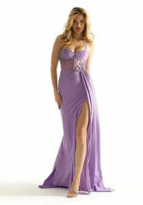 Image of Size 00 Lilac Morilee 49003 Chic Sheer Midriff Prom Dress