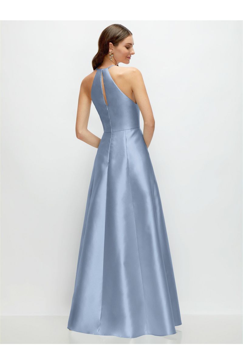 最終値下げ Amiur vintage satin gown coat Alfred Sung D751 Off Shoulder Cross Back Satin Twill Gown