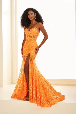 Size 00 Orange Ellie Wilde by Mon Cheri EW36016 Prom Dress
