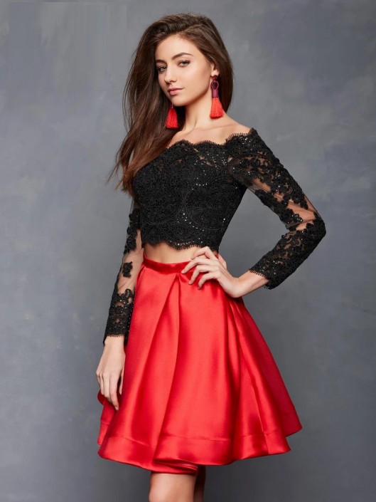 2 piece short prom dress