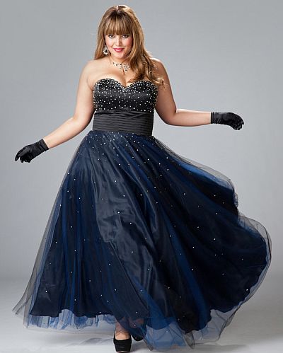 Sydneys Closet Plus Size Strapless Prom Dress with Lace Up Sydneys Closet Plus Size Strapless Prom Dress with Lace Up