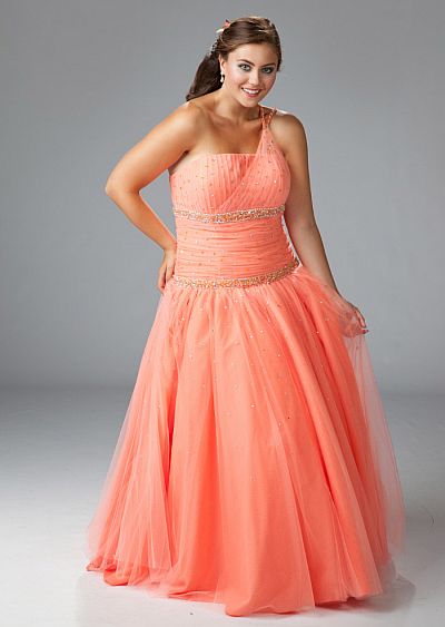 Sydneys Closet Plus Size Orange Tulle Ball Gown for Prom Sydneys Closet Plus Size Orange Tulle Ball Gown for Prom