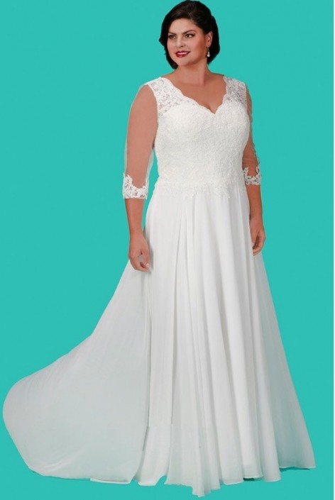 Sydneys Closet Sc5207 Lace Plus Size Wedding Gown French Novelty Sydneys Closet Sc5207 Lace Plus Size Wedding Gown