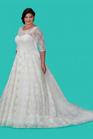 Sydneys Closet SC5216 Plus Size Lace Casual Wedding Gown