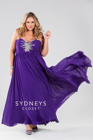 Sydneys Closet SC7071 Plus Size Butterfly Bodice Dress