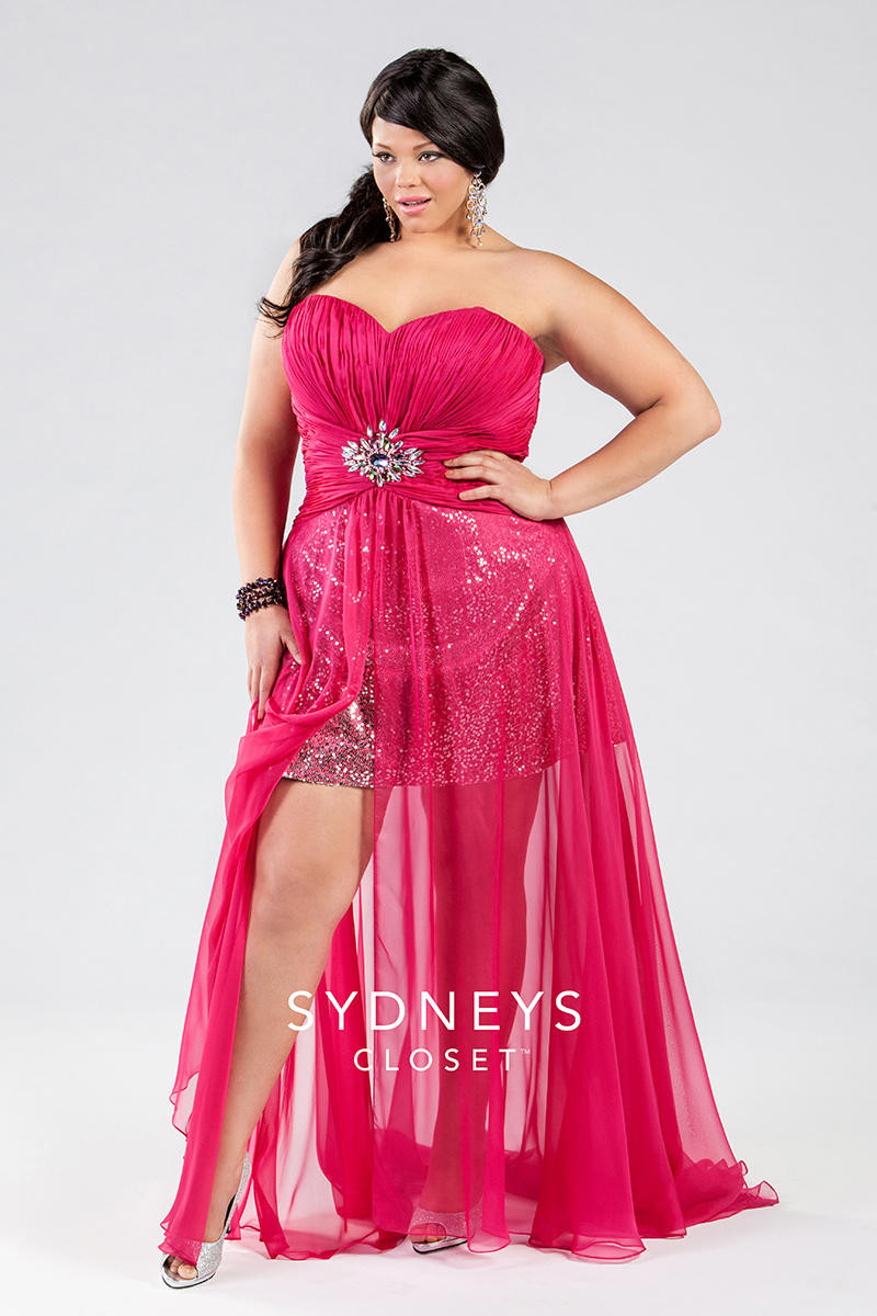 Sydneys Closet SC7112 Plus Size High Low Dress: French Novelty