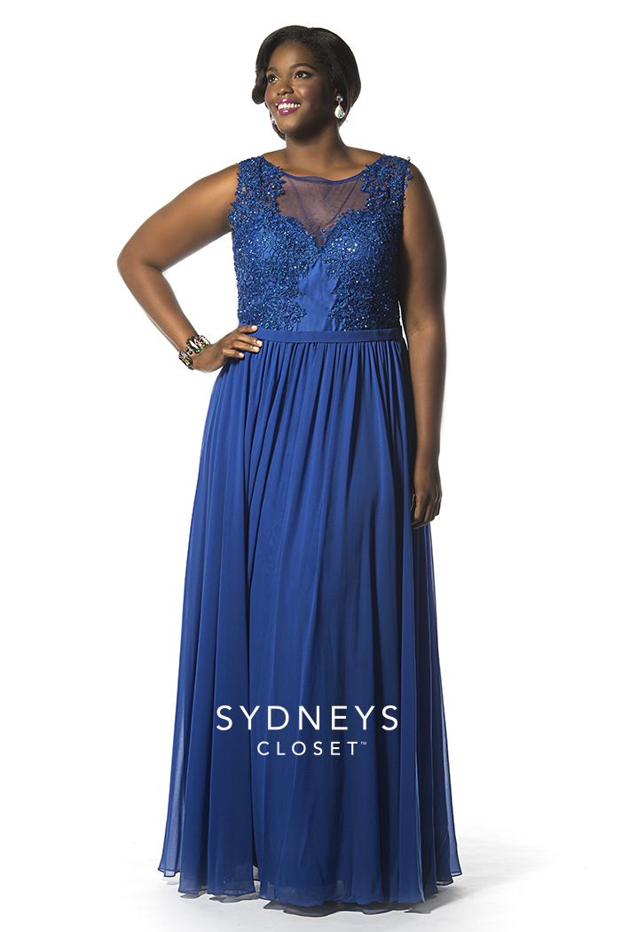 French Novelty Sydneys Closet SC7158 Signature Illusion Prom Dress