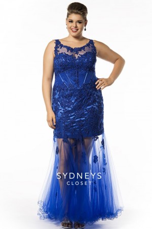 Sydneys Closet SC7160 Signature Sheer Skirt Prom Dress