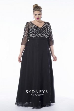 Sydneys Closet SC7161 Signature Sheer Sleeve Gown