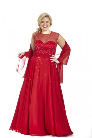 Sydneys Closet SC7170 Plus Size Scattered Stones Gown
