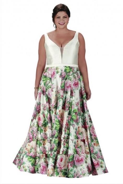 floral prom dresses plus size