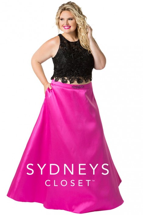2 piece plus size prom dress