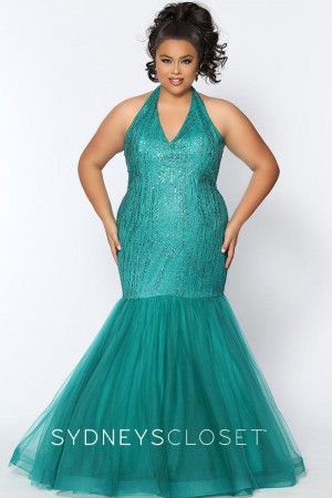 Sydneys Closet SC7287 Glitter Plus Size Mermaid Dress