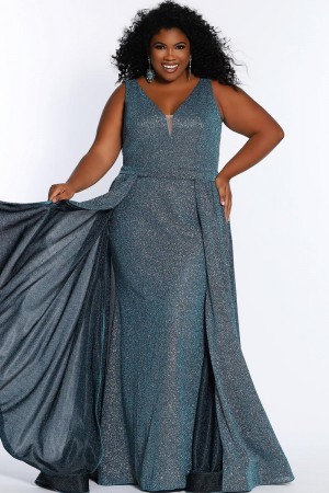 Sydneys Closet SC7313 Shimmer Plus Size Prom Dress