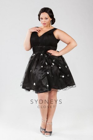 Sydneys Closet SC8037 Plus Size Short Dot Dress