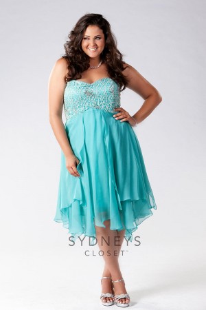 Sydneys Closet SC8040 Plus Size Tea Length Dress