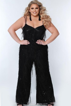 Sydneys Closet SC9104 Fringe Is In Plus Size Jumpsuit