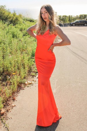 Ladivine SE016 Neon Backless Prom Dress