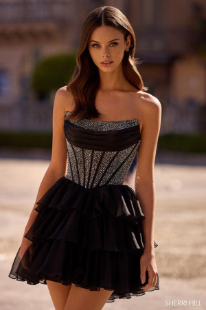 Size 12 Royal Sherri Hill 57404 Short Guest Of Wedding Dress Featuring A Sparking Bodice