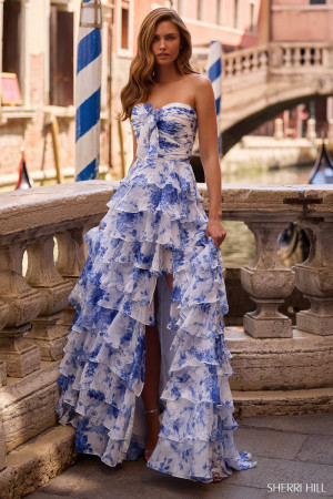 Sherri Hill 57423 Long Party Dress Featuring Ruched Bodice With Front Bow