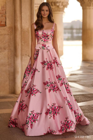 Sherri Hill 57481 Charity Ball Gown with Spaced Floral Print