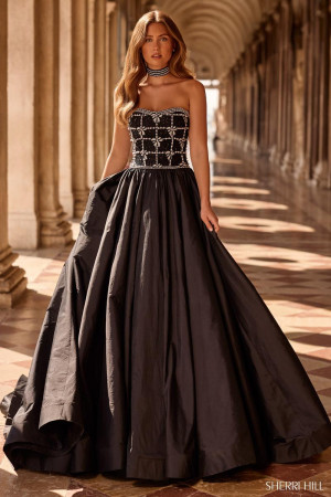 Sherri Hill 57496 Long Casino Night Dress Featuring Beaded Bodice