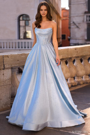 Sherri Hill 57520 Long Opera Gown Featuring Heat Stones Corset Bodice