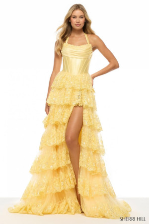Sherri Hill 57566 Long Awards Show Dress with Tiered Ruffle Skirt