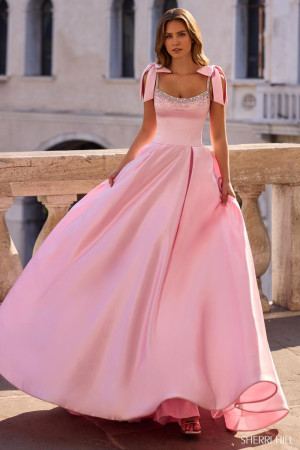 Sherri Hill 57574 Long Sophisticated Gown Featuring Bow Shoulders Beaded
