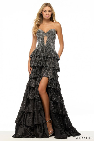 Sherri Hill 57700 Formal Evening Gown with Keyhole and Ruffle Skirt