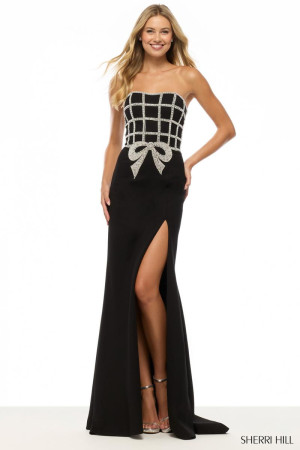 Sherri Hill 57732 Charity Ball Gown Strapless Geometric Beaded Bodice