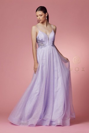 Nox Anabel T1033 Beaded Back A-Line Gown