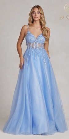 Nox Anabel T1083 Romantic Sheer Corset Gown