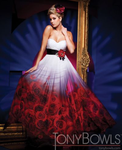 Rose Print Prom Dresses