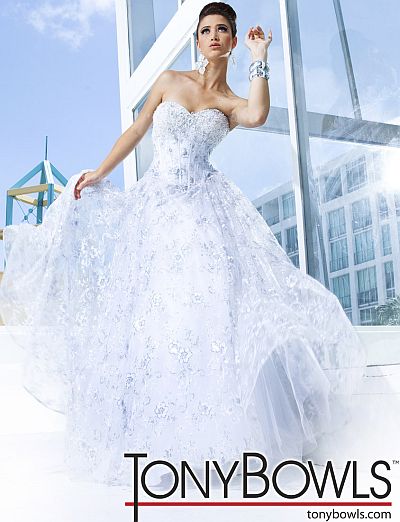 Tony Bowls Evenings White Tulle Ball Gown Tbe11242 French Novelty