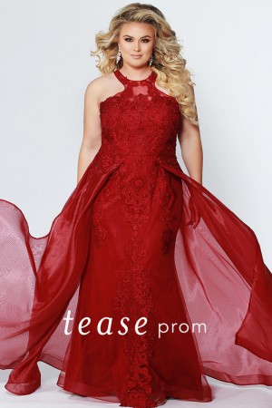 Sydneys Closet TE1904 Tease Lace Prom Dress