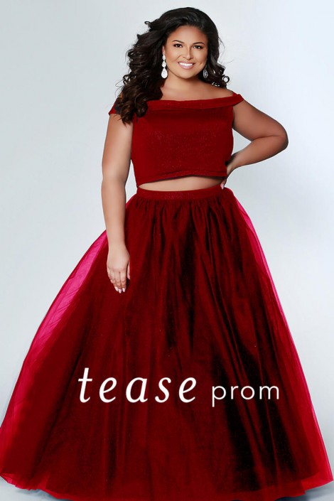plus size two piece prom dresses