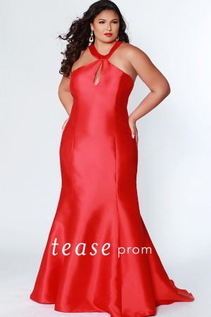 Sydneys Closet TE1913 Tease Back Ruffle Prom Dress