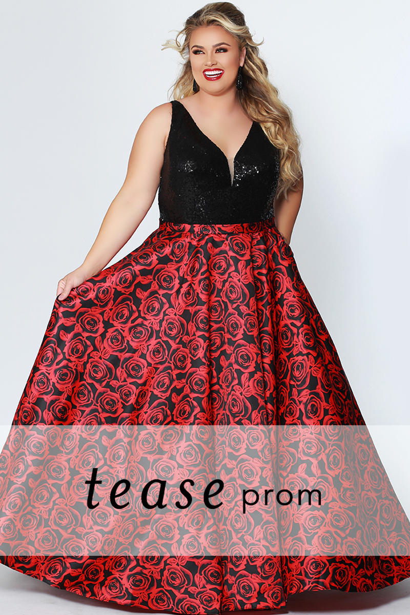 Sydneys Closet TE1914 Tease Sequin Floral Prom Dress ...