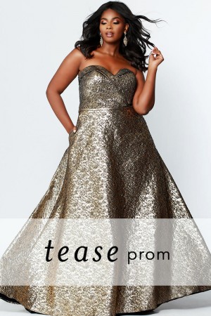 Sydneys Closet TE1919 Tease Foil Jacquard Gown